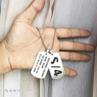 ป้ายห้อยคอ Dog Tag ทหาร แท๊ก 2ชิ้น สร้อยคอ จี้แท๊ก สลักชื่อ สแตนเลสแท้ ลอกยินดีคืนเงิน(TAG2ชิ้น)