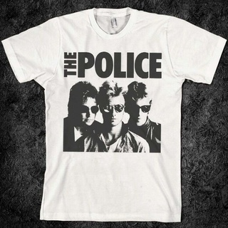 เสื้อยืดครอปเสื้อยืดแขนสั้น พิมพ์ลายวง The Police สไตล์วินเทจ ยุค 80S ของขวัญ สําหรับผู้ชาย สีขาวS-5XL