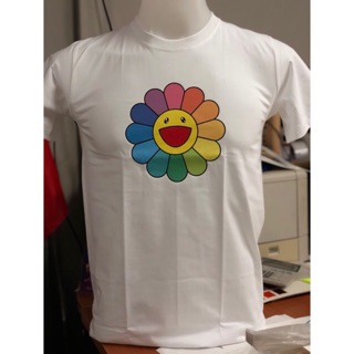 เสื้อยืดสกรีนFLEX ลาย murakami flower ดอกไม้สีรุ้ง