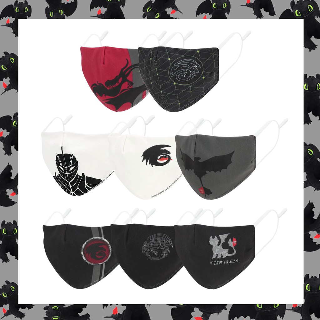 Dreamwork ลิขสิทธิ์แท้ ผ้าปิดจมูก เขี้ยวกุด Toothless : How To Train Your Dragon