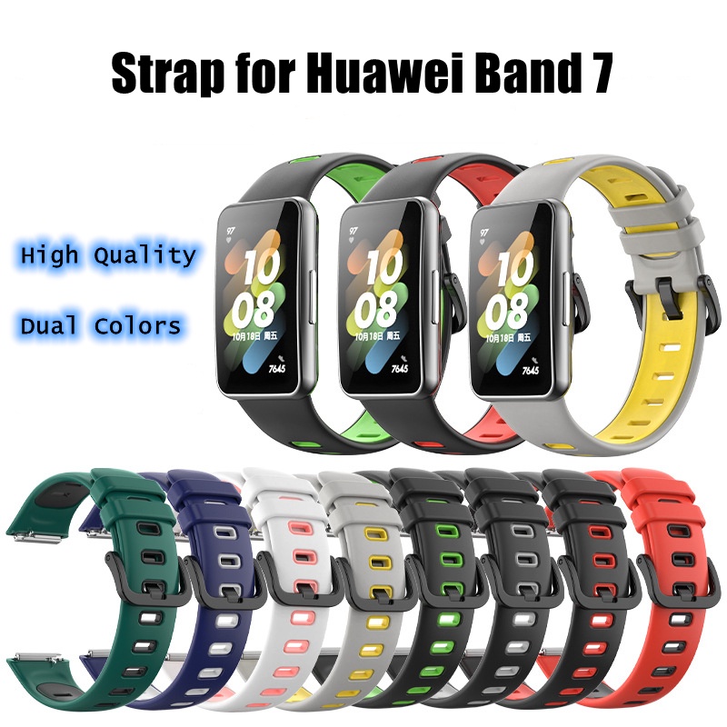 สายนาฬิกาข้อมือซิลิโคน พรีเมี่ยม สองสี สําหรับ Huawei Honor Band 7 band7