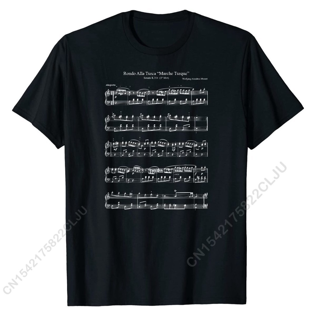 Mozart Music Notes Score - Rondo Alla Turca ตลกเสื้อยืดผู้ชายผ้าฝ้ายเสื้อยืดสําหรับนักเรียนที่กําหนด