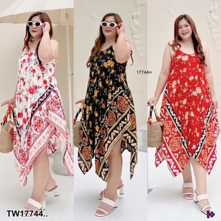 MM17744 เดรส #Bigsize สายเดี่ยว พิมลายกราฟฟิก Dress #Bigsize. Single strap. Graphic pattern..