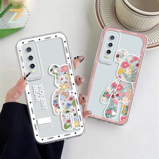 Zymello เคส Vivo V23 V23E V15 V17 V19 V20 V20 Pro V20SE V21 V11i เคสโทรศัพท์ซิลิโคนหมีดอกไม้สวยงามC