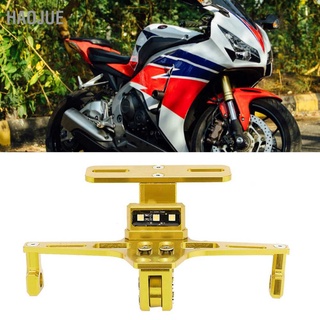 HaoJue Aluminium Alloy Adjustable Telescopic Motorcycle Bracket License Plate Holder with LED Light