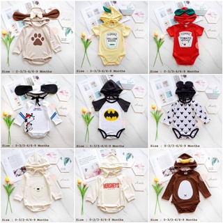 ชุดเด็ก​ บอดี้สูท+หมวกเด็กชายลายน่ารักๆพร้อมส่ง