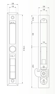กลอนบานเลื่อนหน้าต่างอลูมิเนียม COLT (ด้านเดียว)