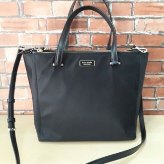 WKRU5918 Kate Spade Medium Satchel Dawn Black Nylon Shoulder Bag  Crossbody   ขนาด  11" W x 9.75"H x 4.5"D
