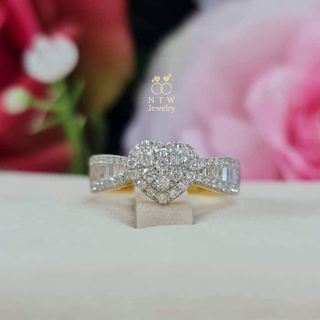 แหวนหัวใจก้านบาเก็ต เพชร Round Brilliant+Baguette 72/0.57 ct.