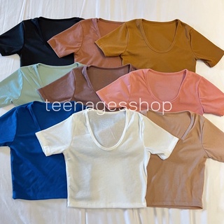 Zara Basic Crop เสื้อครอปคอยู ผ้าร่อง ใส่แล้วดูไม่อ้วน เสื้อยืดครอป เสื้อครอป เสื้อครอปเบสิก สีเยอะแมชง่ายควรเก็บทุกสี🌷