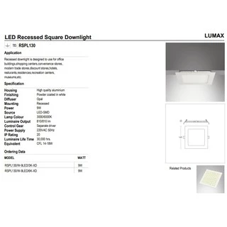 ดาวน์ไลท์แบบบาง Panel ทรงกลมและเหลี่ยม มีหลายขนาดให้เลือกสรร Lumax