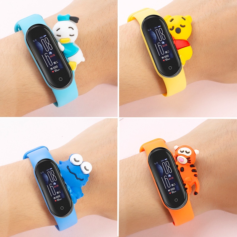 สายนาฬิกาข้อมือ ลายการ์ตูน สีขาวดํา สําหรับ Xiaomi Mi Smart Watch Band 6 5 4 4C 3