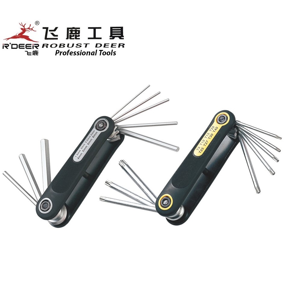 FOLDING ALLEN KEY SET HEXAGON /STAR/ MINUS& PLUS Pocket Security Torx ประแจ Spanner เครื่องมือ