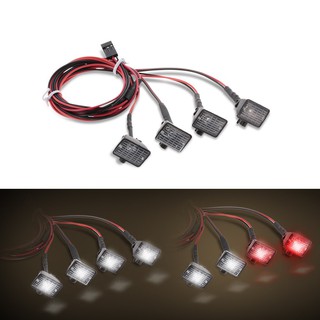 D&amp;B 4pcs รถ RC Multi-Function สแควร์ที่มีไฟ LED โคมไฟสำหรับ 1/10 RC ตีนตะขาบ