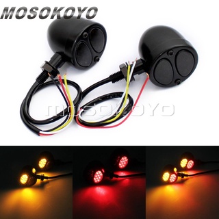 MD-2X LED สีแดง/สีขาวและสีเหลืองอำพันไฟกระพริบไฟท้ายเบรกหยุดไฟ10มิลลิเมตรสายฟ้าสำหรับฮาร์เลย์แข่ง Cafe C HOPPER ลอยเลี้ย