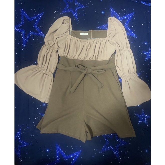 จั๊มสั้นแบนด์ nuchy สีน้ำตาล