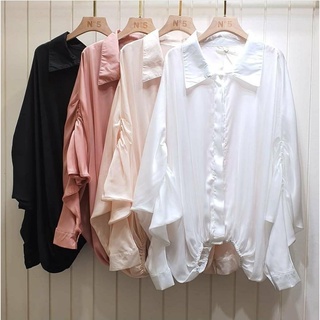 Braid long sleeve shirt เสื้อผ้า silk  เสื้อแขนค้างคาว