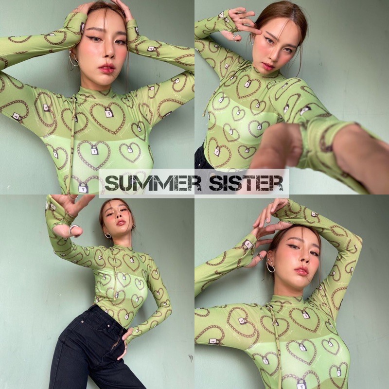 Sale ล้างสต็อค สินค้ามีตำหนิ (ไม่มีผลต่อการใส่) รูปตำหนิ 4 รูปสุดท้าย Long Sleeve Bodysuit “ Crazy Lime ”