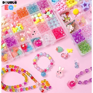 ของเล่นเสริมพัฒนาการ  ชุดร้อยลูกปัด DIY ของเล่นศิลปะ  ลูกปัดกว่า 450 ชิ้น พร้อมอุปกรณ์และกล่องจัดเก็บ 24 ช่อง