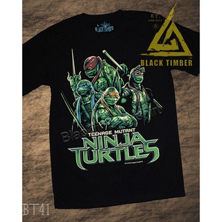 คอตต้อนคอกลมBT 41 Ninja Turtles เสื้อยืด สีดำ BT Black Timber T-Shirt ผ้าคอตตอน สกรีนลายแน่น เสื้อยืดแขนสั้นS-5XL