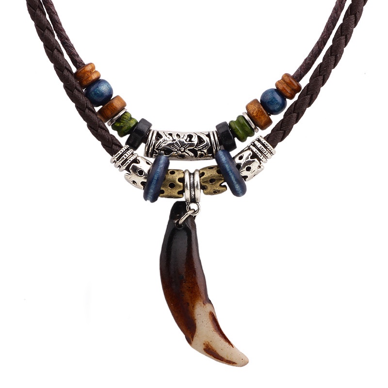 Leather Tribal Necklace for Women and Men Vintage Bohemian Style #6