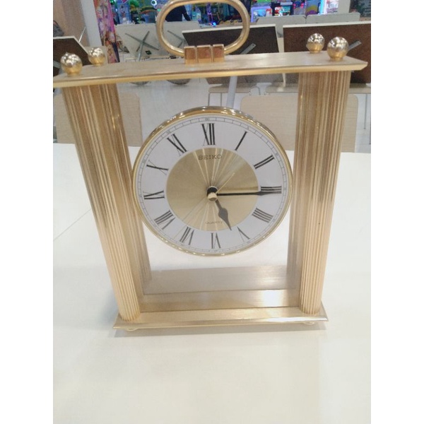 นาฬิกาตั้งโต๊ะseiko เรือนสีทองmade in japanแท้หายากมาก