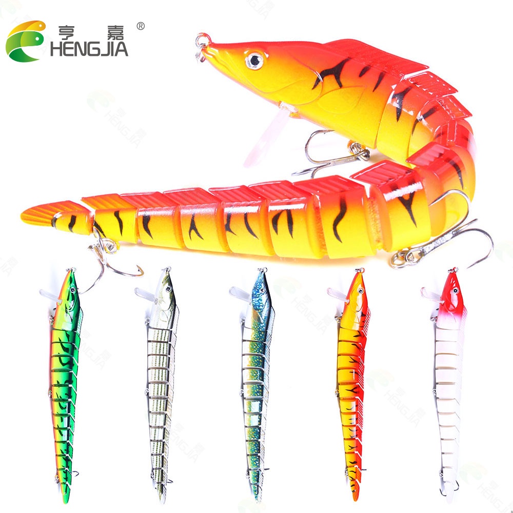 Hengjia 1 ชิ้น 23 เซนติเมตร 46 กรัมเหมือนจริง 13 ส่วนข้อต่อ Minnow ลิ้นสั้น Hard พลาสติก Swimbait