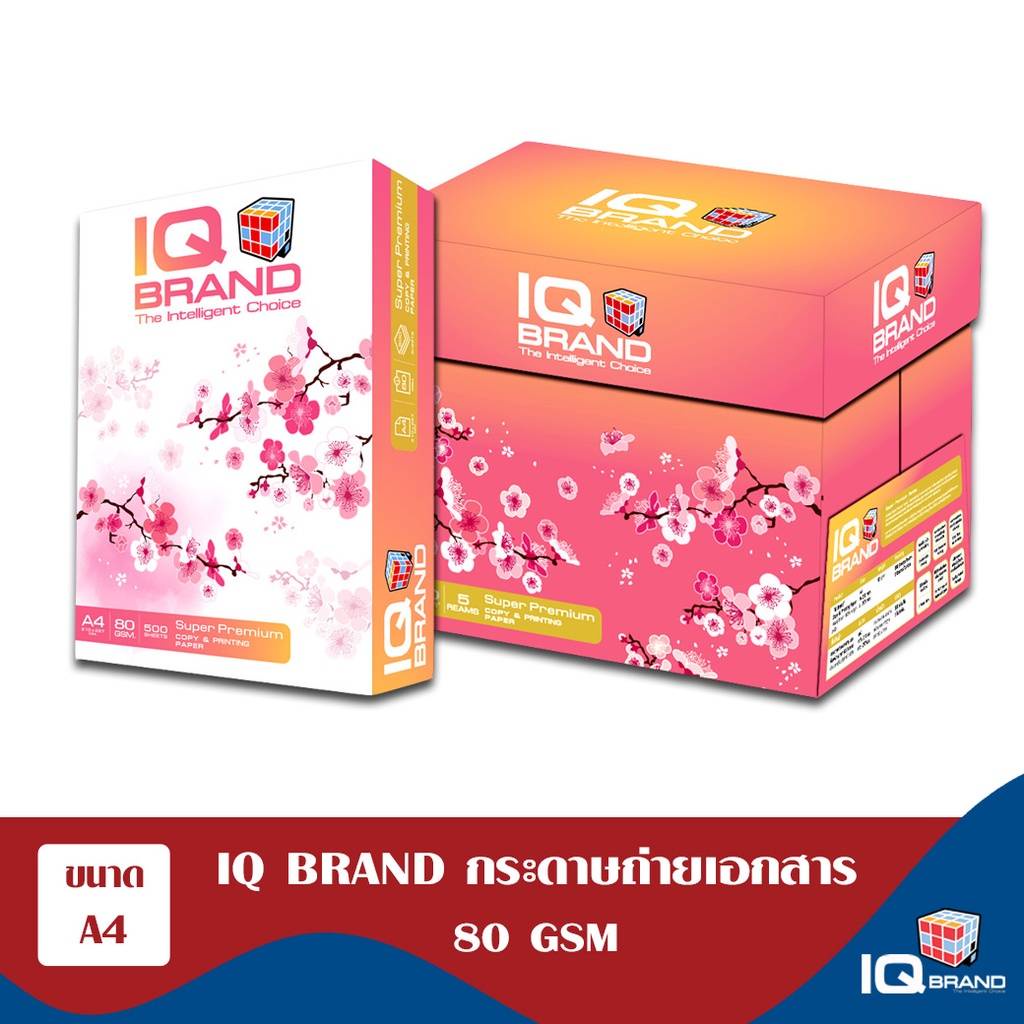 IQ Brand กระดาษถ่ายเอกสาร A4 80 แกรม IQ ชมพู Grade A (เกรดเทียบเท่า