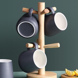Tree Shape Wood Coffee Tea Cup Storage Holder 6 Hooks Stand for Kitchen Mug Hanging Rack Drinkware