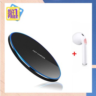 Qi Wireless Charger iPhone X 8 Samsung Note8 S8 s7 Fast Charging With free i7 Bluetooth earphone