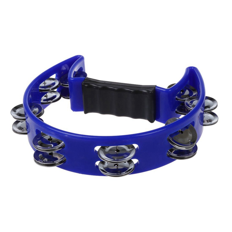 1X Tambourine Blue Hand Held With Double Row Metal amp 1 Pair Wooden ...