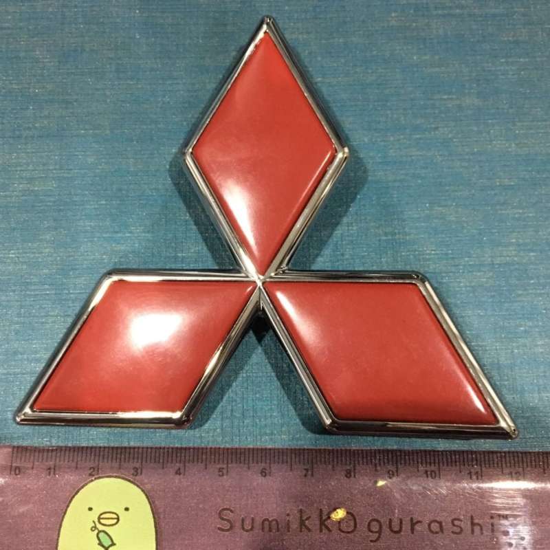 โลโก้​ มิตซู​ logo​ mitsubishi​ ตราmitsubishi สีแดง​ ขอบเงิน​ แท้​