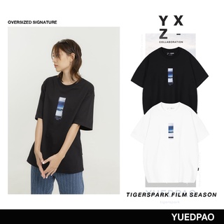 Yuedpao X Tigerspark film season ยอดขายNo.1รับประกันไม่ย้วย 2 ปี เสื้อยืดเปล่า เสื้อยืดOversized แขนสั้น Set Black&amp;White