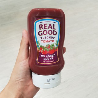 ซอสมะเขือเทศวีแกน สูตรลดเกลือ ไม่เติมน้ำตาลเพิ่ม Real Good Ketchup Tomato 310g.