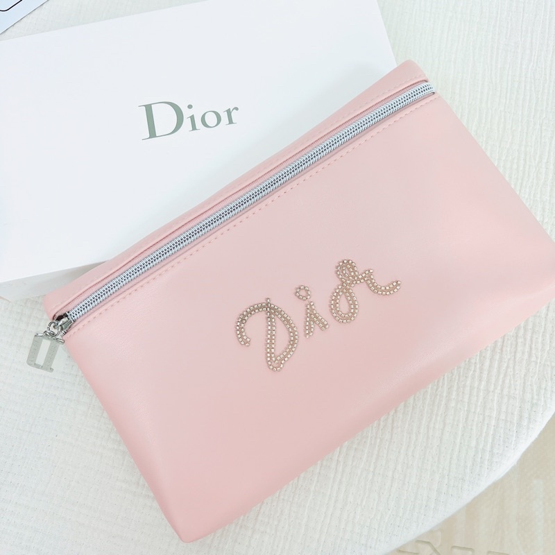 Dior Trousse Pouch - กระเป๋าเครื่องสำอางค์ Dior สีชมพูพาสเทล ปักเลื่อม Dior - VIP Premium Gift
