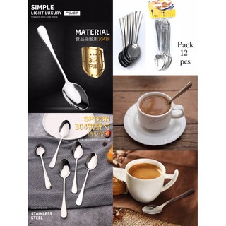 Spoon Stainless steel ช้อนกาแฟสแตนเลส สแตนเลส 304  1 แพ็คมี 12 ช้อน