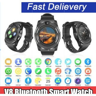 V8 นาฬิกาข้อมือ Smart Watch แฟชั่นสําหรับผู้ชายเชื่อมต่อบลูทูธวัดอัตราการเต้นหัวใจ