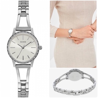 (ผ่อน0%) นาฬิกา Guess  #GW0025L1 หน้าปัดคริสตัล 27 มิล สายแสตนเลสสีเงิน