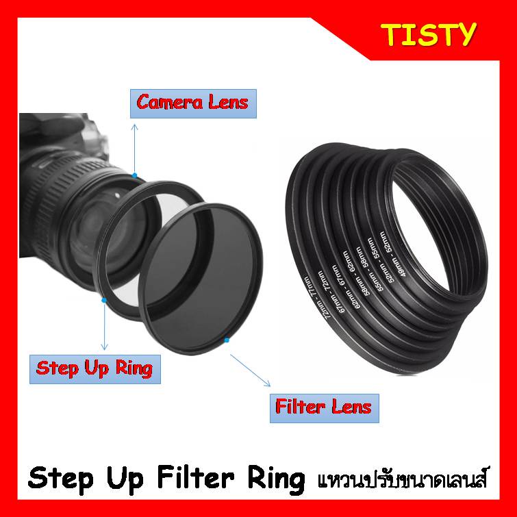 Step Up Filter Ring 37 ,43 ,46 ,49mm.  แหวนปรับขนาดเลนส์ ต่อ Filter, Hood จากขนาด 37 ,43 ,46 ,49mm. 