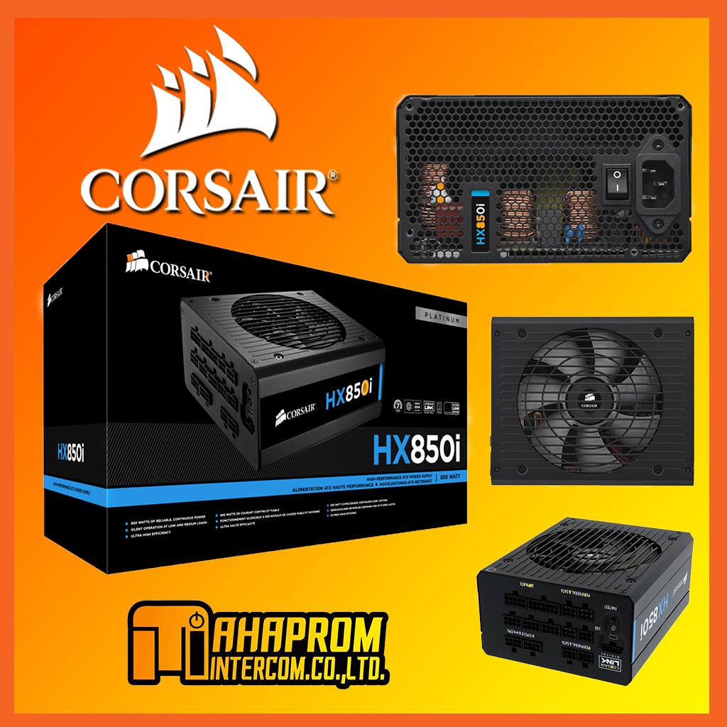 POWER SUPPLY (อุปกรณ์จ่ายไฟ) CORSAIR 850W HX850i ( 80+ PLATINUM ) ( CP-9020073-NA ).