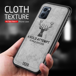 Cloth Fabric Matte Case For Oppo Reno 7 5G Silicone Bumper Shockproof Covers For Reno7 Z 7Z Reno7Z Derr Pattern Back