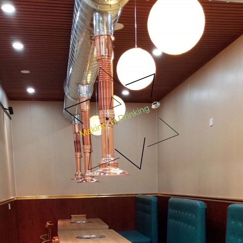 ร้านอาหารหม้อไฟบาร์บีคิวเกาหลีอุปกรณ์สกัดควันบุหรี่เครื่องดูดควันเชิงพาณิชย์แบบพับเก็บได้