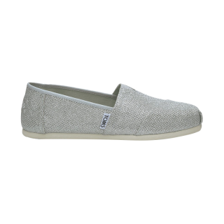 TOMS รองเท้าลำลองผู้หญิง แบบสลิปออน (Slip on) รุ่น Silver Glitter Mesh รองเท้าลิขสิทธิ์แท้