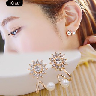 Kiel ผู้หญิงน่ารัก Rhinestone เพิร์ลเกล็ดหิมะตุ้มหู Ear Studs เครื่องประดับอัญมณี