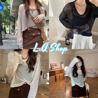 L.A Shop พร้อมส่ง เสื้อถักไหมพรมแขนยาว ตาข่ายเบาๆซี่ทรูกำลังมาแรง ต้องมีนะ "73178-1"