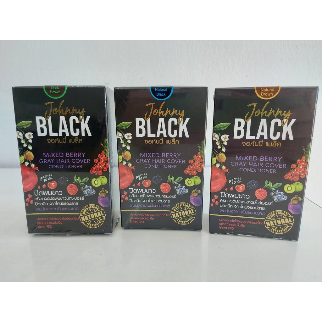 โปรโมชั่น! ครีมปิดผมขาวJohnny Blackเหมาะสำหรับผู้ที่แพ้ยาย้อมผม ปราศจากสารที่เป็นอันตรายต่อหนังศีรษะ