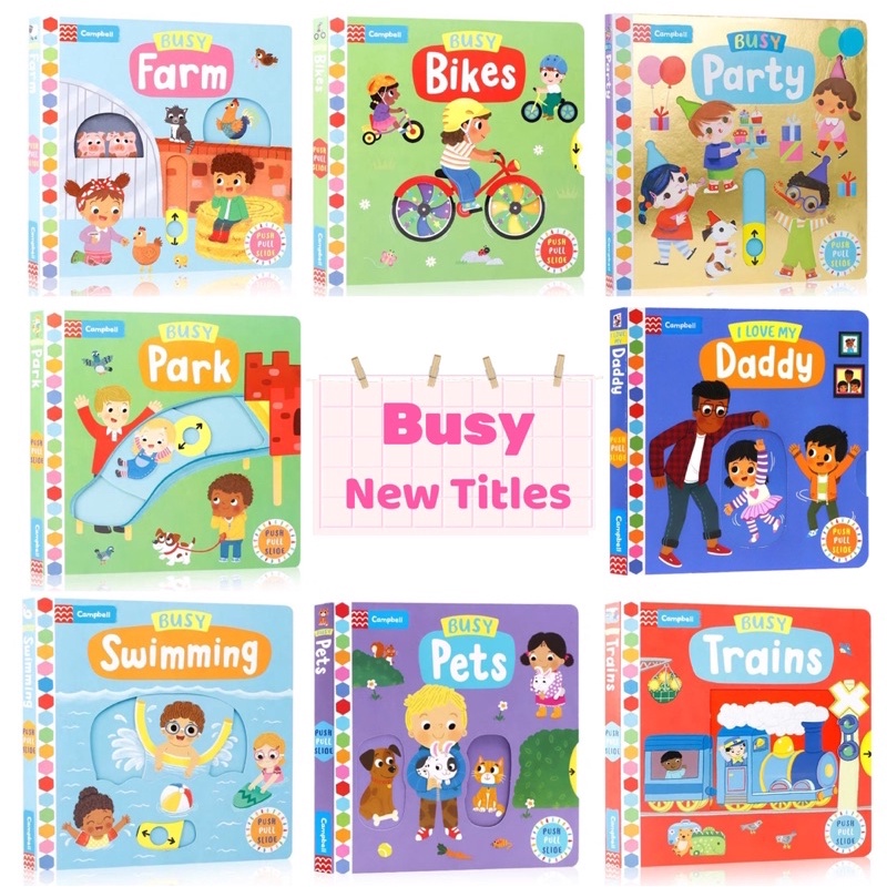 ใหม่ Busy Book โดย Campbell Busy Book Series Push Pull Slide Children