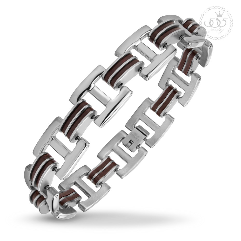 555jewelry สร้อยข้อมือสแตนเลส แบบสายนาฬิกา ดีไซน์เท่ห์ รุ่น MNC-BR474 - สร้อยข้อมือแฟชั่น สร้อยข้อมื