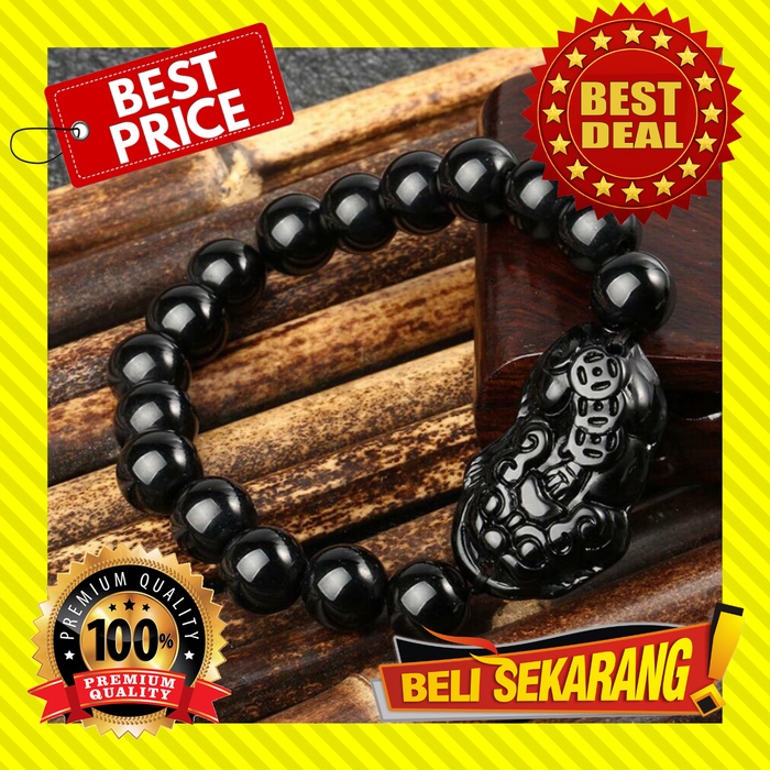 PIXIU JADE LUCK CHARM OBSIDIAN STONE BRACELET สําหรับผู้ชายและผู้หญิงของแท้ G39