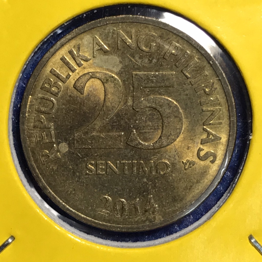 เหรียญรหัส13327 ปี2014 ฟิลิปปินส์ 25 SENTIMOS เหรียญต่างประเทศ เหรียญสะสม เหรียญหายาก